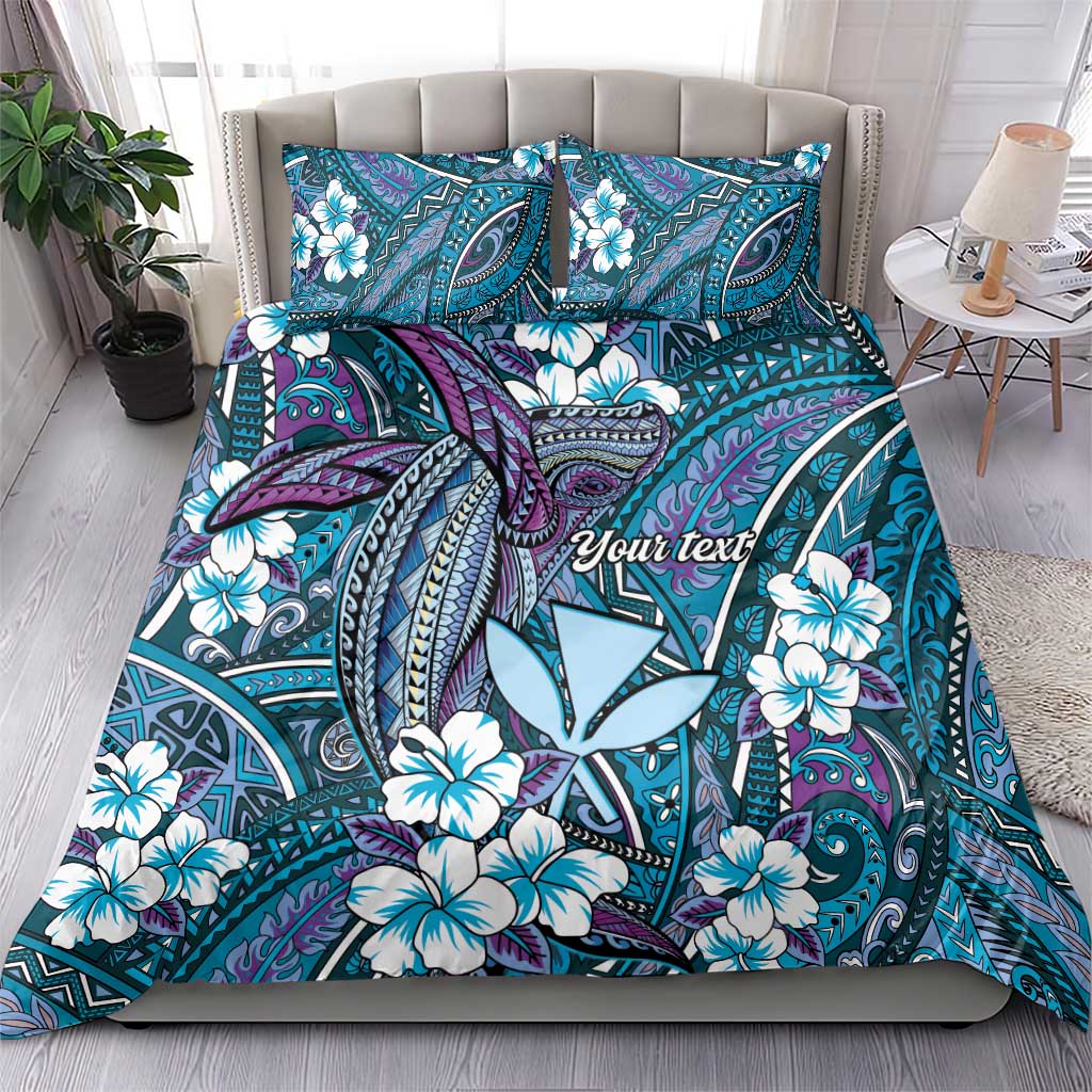 Personalised Hawaii Tribal Humpback Whale Bedding Set Polu Hibiscus Seamless Pattern LT9 - Polynesian Pride