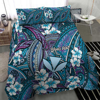 Personalised Hawaii Tribal Humpback Whale Bedding Set Polu Hibiscus Seamless Pattern LT9 - Polynesian Pride