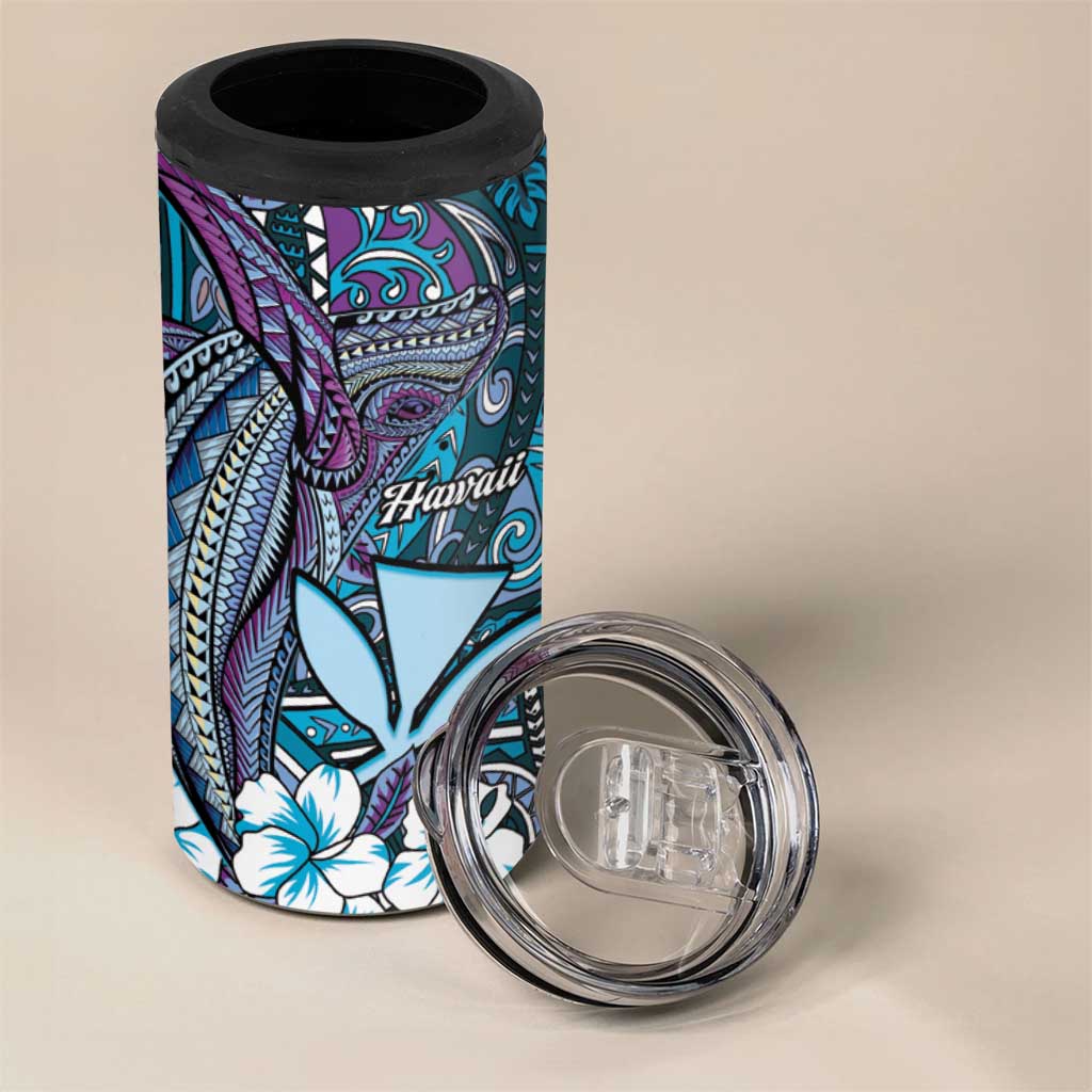 Personalised Hawaii Tribal Humpback Whale 4 in 1 Can Cooler Tumbler Polu Hibiscus Seamless Pattern LT9 - Polynesian Pride
