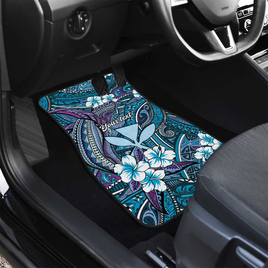Personalised Hawaii Tribal Humpback Whale Car Mats Polu Hibiscus Seamless Pattern LT9 - Polynesian Pride