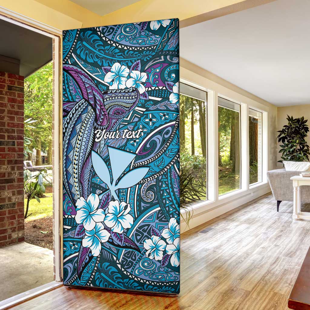 Personalised Hawaii Tribal Humpback Whale Door Cover Polu Hibiscus Seamless Pattern LT9 - Polynesian Pride