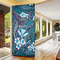 Personalised Hawaii Tribal Humpback Whale Door Cover Polu Hibiscus Seamless Pattern LT9 - Polynesian Pride