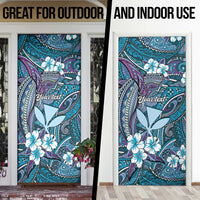 Personalised Hawaii Tribal Humpback Whale Door Cover Polu Hibiscus Seamless Pattern LT9 - Polynesian Pride