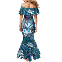 Personalised Hawaii Tribal Humpback Whale Family Matching Mermaid Dress and Hawaiian Shirt Polu Hibiscus Seamless Pattern