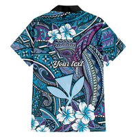 Personalised Hawaii Tribal Humpback Whale Family Matching Off Shoulder Maxi Dress and Hawaiian Shirt Polu Hibiscus Seamless Pattern