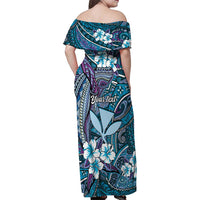 Personalised Hawaii Tribal Humpback Whale Family Matching Off Shoulder Maxi Dress and Hawaiian Shirt Polu Hibiscus Seamless Pattern