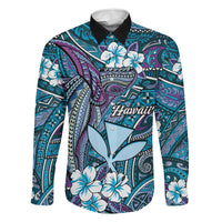 Personalised Hawaii Tribal Humpback Whale Family Matching Off Shoulder Short Dress and Hawaiian Shirt Polu Hibiscus Seamless Pattern