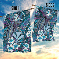 Personalised Hawaii Tribal Humpback Whale Garden Flag Polu Hibiscus Seamless Pattern LT9 - Polynesian Pride