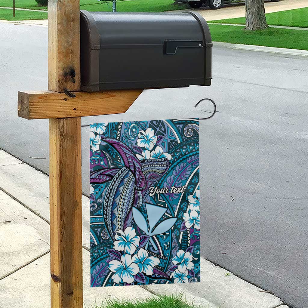 Personalised Hawaii Tribal Humpback Whale Garden Flag Polu Hibiscus Seamless Pattern LT9 - Polynesian Pride