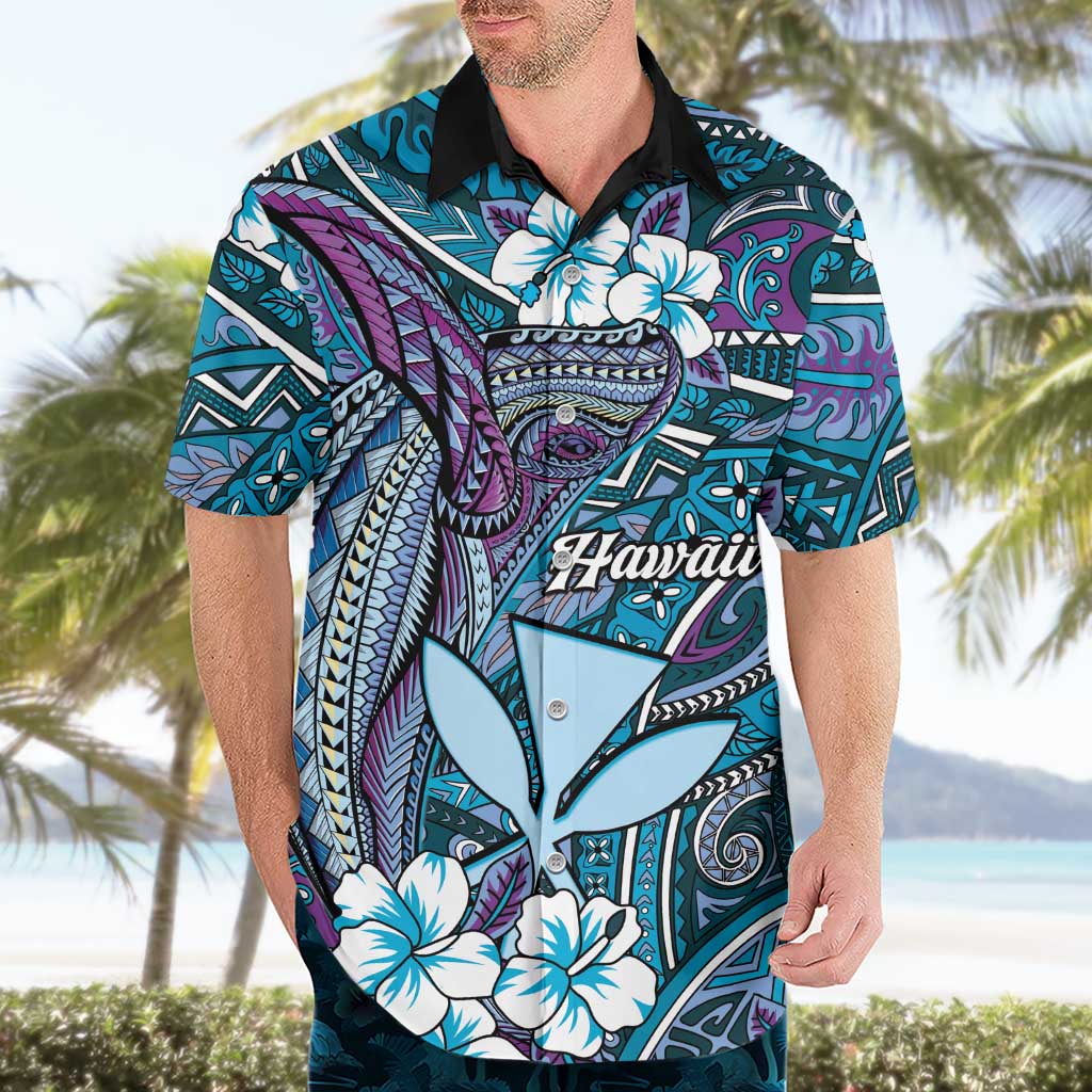 Personalised Hawaii Tribal Humpback Whale Hawaiian Shirt Polu Hibiscus Seamless Pattern LT9 - Polynesian Pride