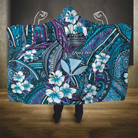 Personalised Hawaii Tribal Humpback Whale Hooded Blanket Polu Hibiscus Seamless Pattern LT9 - Polynesian Pride
