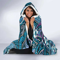 Personalised Hawaii Tribal Humpback Whale Hooded Blanket Polu Hibiscus Seamless Pattern LT9 - Polynesian Pride