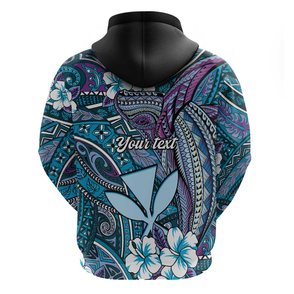 Personalised Hawaii Tribal Humpback Whale Hoodie Polu Hibiscus Seamless Pattern LT9 - Polynesian Pride