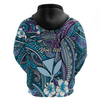 Personalised Hawaii Tribal Humpback Whale Hoodie Polu Hibiscus Seamless Pattern LT9 - Polynesian Pride