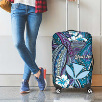 Personalised Hawaii Tribal Humpback Whale Luggage Cover Polu Hibiscus Seamless Pattern LT9 - Polynesian Pride
