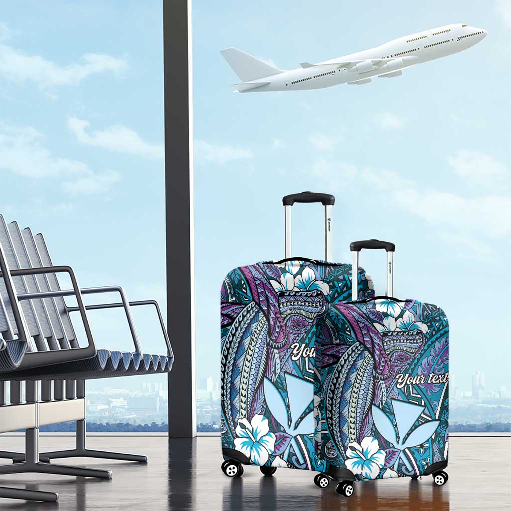 Personalised Hawaii Tribal Humpback Whale Luggage Cover Polu Hibiscus Seamless Pattern LT9 - Polynesian Pride