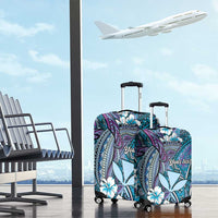 Personalised Hawaii Tribal Humpback Whale Luggage Cover Polu Hibiscus Seamless Pattern LT9 - Polynesian Pride