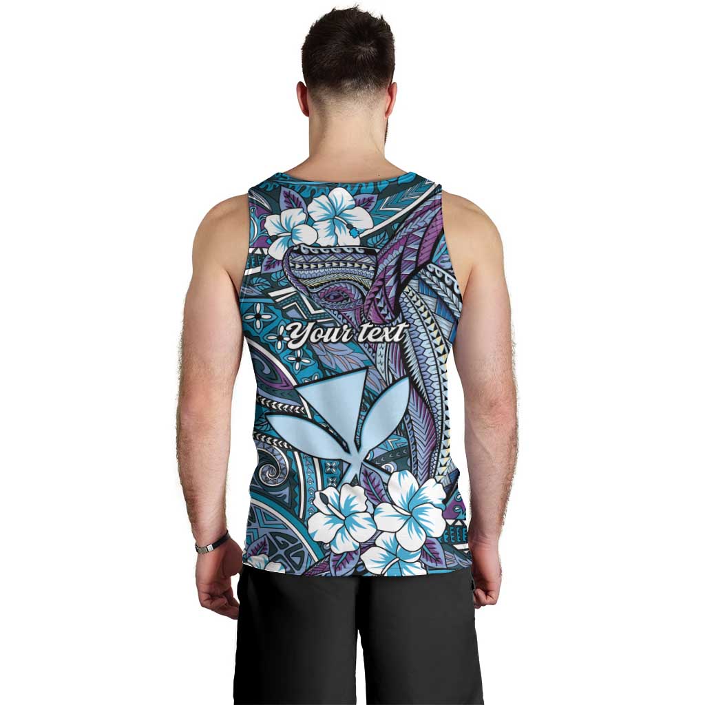 Personalised Hawaii Tribal Humpback Whale Men Tank Top Polu Hibiscus Seamless Pattern LT9 - Polynesian Pride