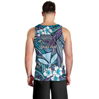 Personalised Hawaii Tribal Humpback Whale Men Tank Top Polu Hibiscus Seamless Pattern LT9 - Polynesian Pride