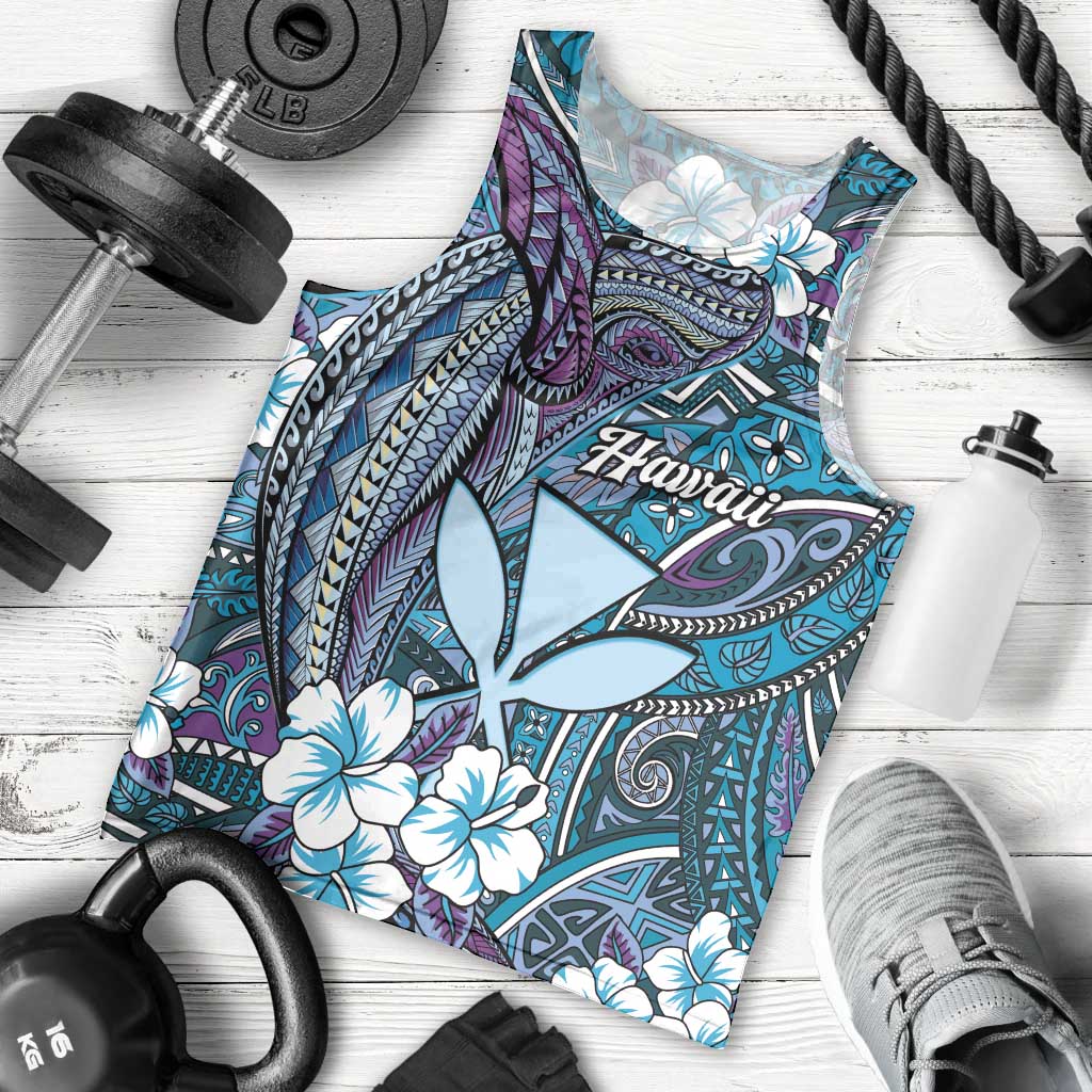 Personalised Hawaii Tribal Humpback Whale Men Tank Top Polu Hibiscus Seamless Pattern LT9 - Polynesian Pride