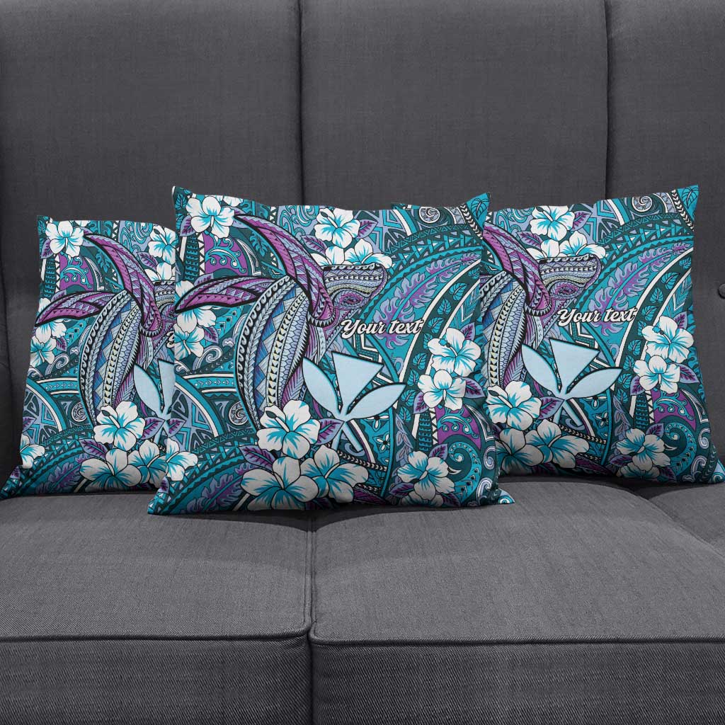 Personalised Hawaii Tribal Humpback Whale Pillow Cover Polu Hibiscus Seamless Pattern LT9 - Polynesian Pride
