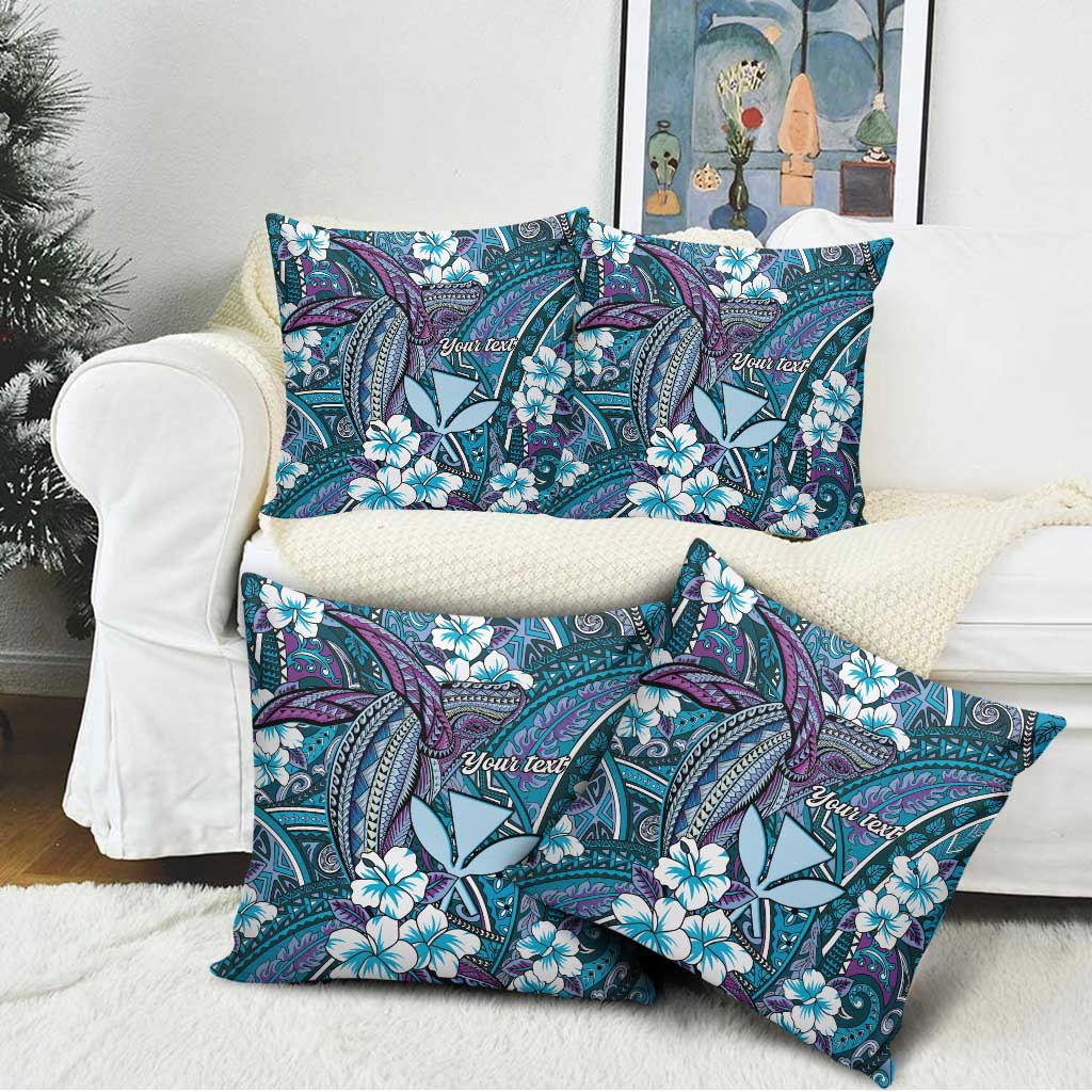 Personalised Hawaii Tribal Humpback Whale Pillow Cover Polu Hibiscus Seamless Pattern LT9 - Polynesian Pride