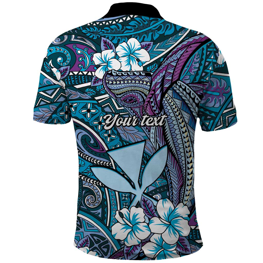 Personalised Hawaii Tribal Humpback Whale Polo Shirt Polu Hibiscus Seamless Pattern LT9 - Polynesian Pride