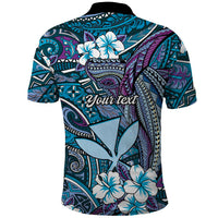 Personalised Hawaii Tribal Humpback Whale Polo Shirt Polu Hibiscus Seamless Pattern LT9 - Polynesian Pride