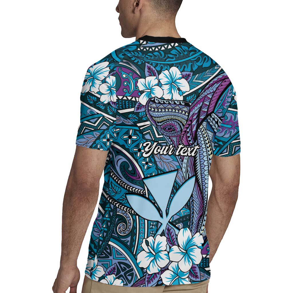 Personalised Hawaii Tribal Humpback Whale Rugby Jersey Polu Hibiscus Seamless Pattern LT9 - Polynesian Pride