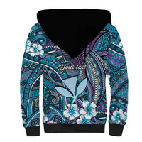 Personalised Hawaii Tribal Humpback Whale Sherpa Hoodie Polu Hibiscus Seamless Pattern LT9 - Polynesian Pride