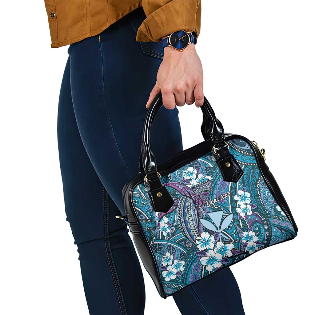 Personalised Hawaii Tribal Humpback Whale Shoulder Handbag Polu Hibiscus Seamless Pattern LT9 - Polynesian Pride