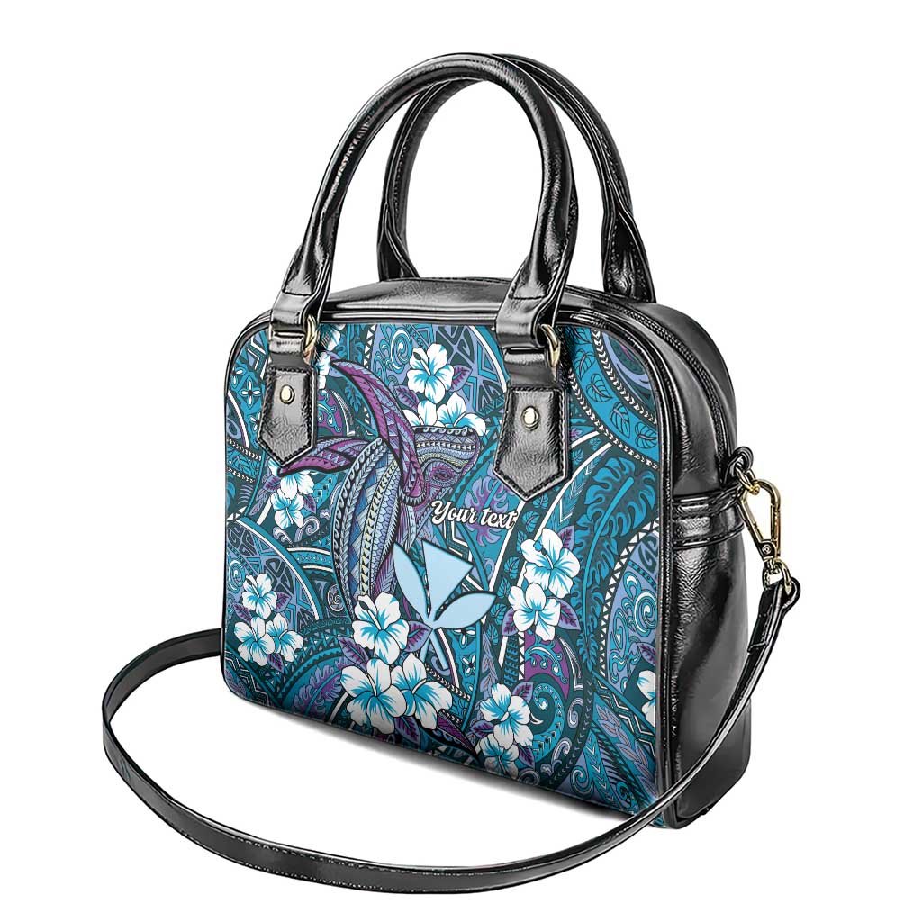 Personalised Hawaii Tribal Humpback Whale Shoulder Handbag Polu Hibiscus Seamless Pattern LT9 - Polynesian Pride