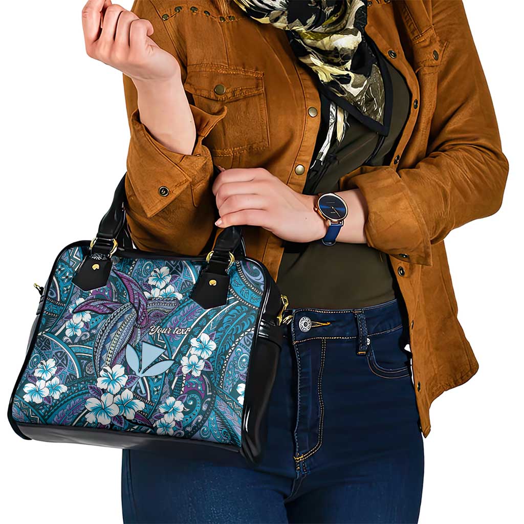Personalised Hawaii Tribal Humpback Whale Shoulder Handbag Polu Hibiscus Seamless Pattern LT9 - Polynesian Pride