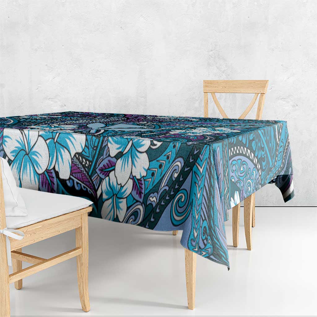 Personalised Hawaii Tribal Humpback Whale Tablecloth Polu Hibiscus Seamless Pattern LT9 - Polynesian Pride