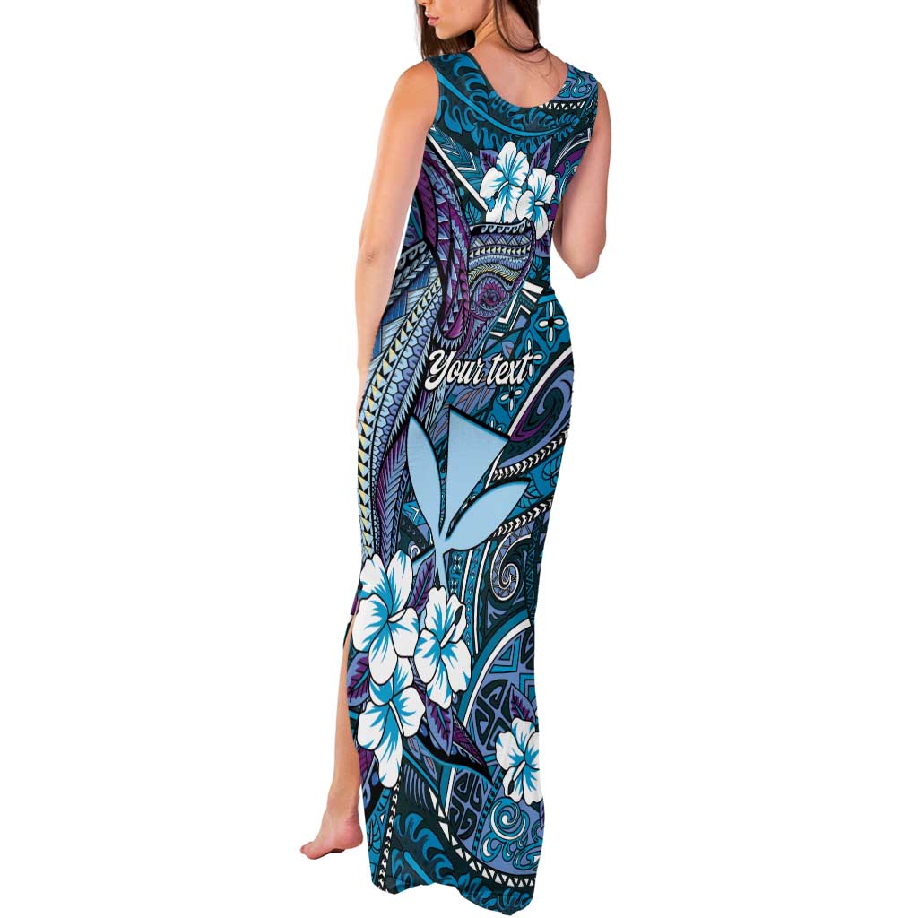 Personalised Hawaii Tribal Humpback Whale Tank Maxi Dress Polu Hibiscus Seamless Pattern LT9 - Polynesian Pride