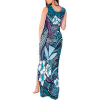 Personalised Hawaii Tribal Humpback Whale Tank Maxi Dress Polu Hibiscus Seamless Pattern LT9 - Polynesian Pride