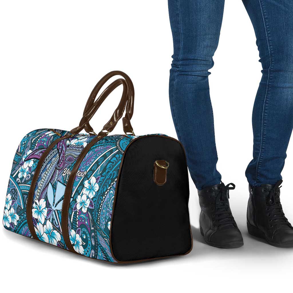 Personalised Hawaii Tribal Humpback Whale Travel Bag Polu Hibiscus Seamless Pattern LT9 - Polynesian Pride