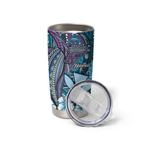 Personalised Hawaii Tribal Humpback Whale Tumbler Cup Polu Hibiscus Seamless Pattern LT9 - Polynesian Pride