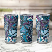 Personalised Hawaii Tribal Humpback Whale Tumbler Cup Polu Hibiscus Seamless Pattern LT9 - Polynesian Pride