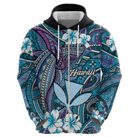 Personalised Hawaii Tribal Humpback Whale Zip Hoodie Polu Hibiscus Seamless Pattern LT9 - Polynesian Pride