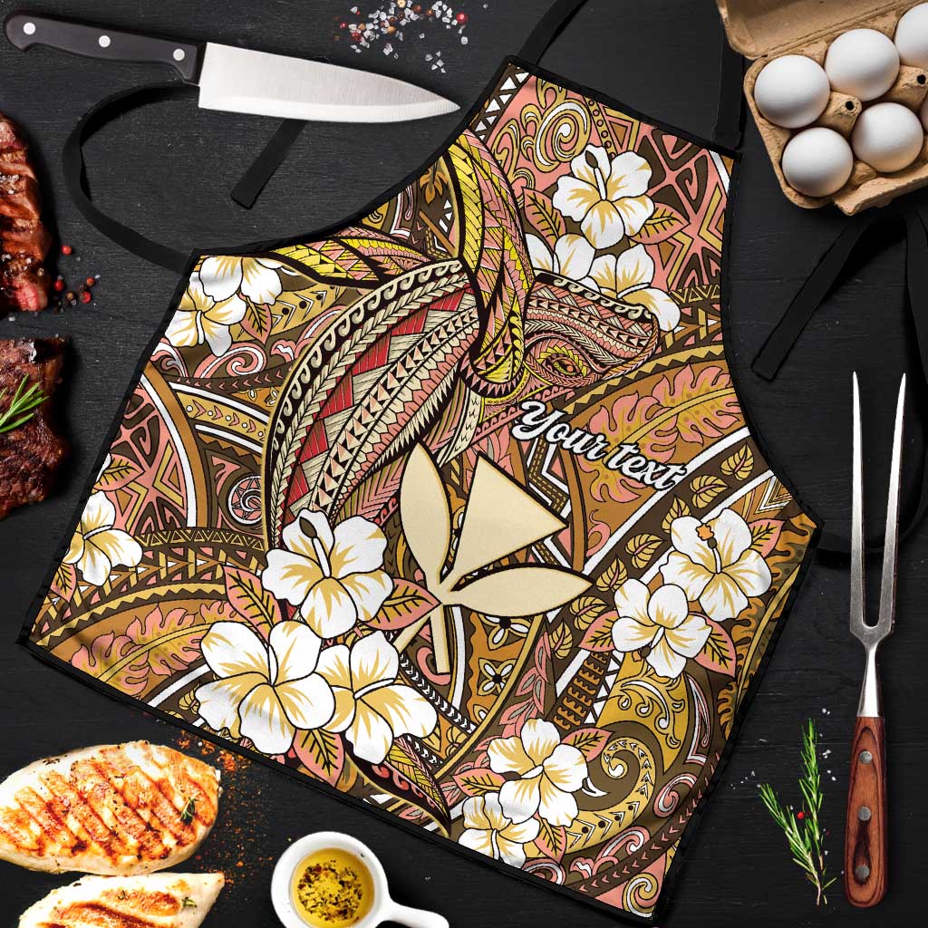 Personalised Hawaii Tribal Humpback Whale Apron Melemele Hibiscus Seamless Pattern LT9 Gold - Polynesian Pride