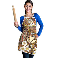 Personalised Hawaii Tribal Humpback Whale Apron Melemele Hibiscus Seamless Pattern LT9 - Polynesian Pride