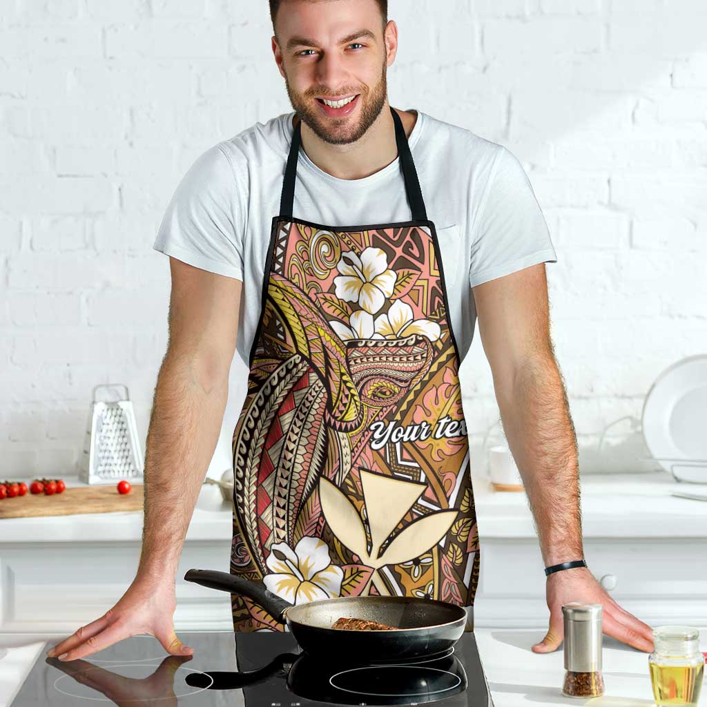 Personalised Hawaii Tribal Humpback Whale Apron Melemele Hibiscus Seamless Pattern LT9 - Polynesian Pride