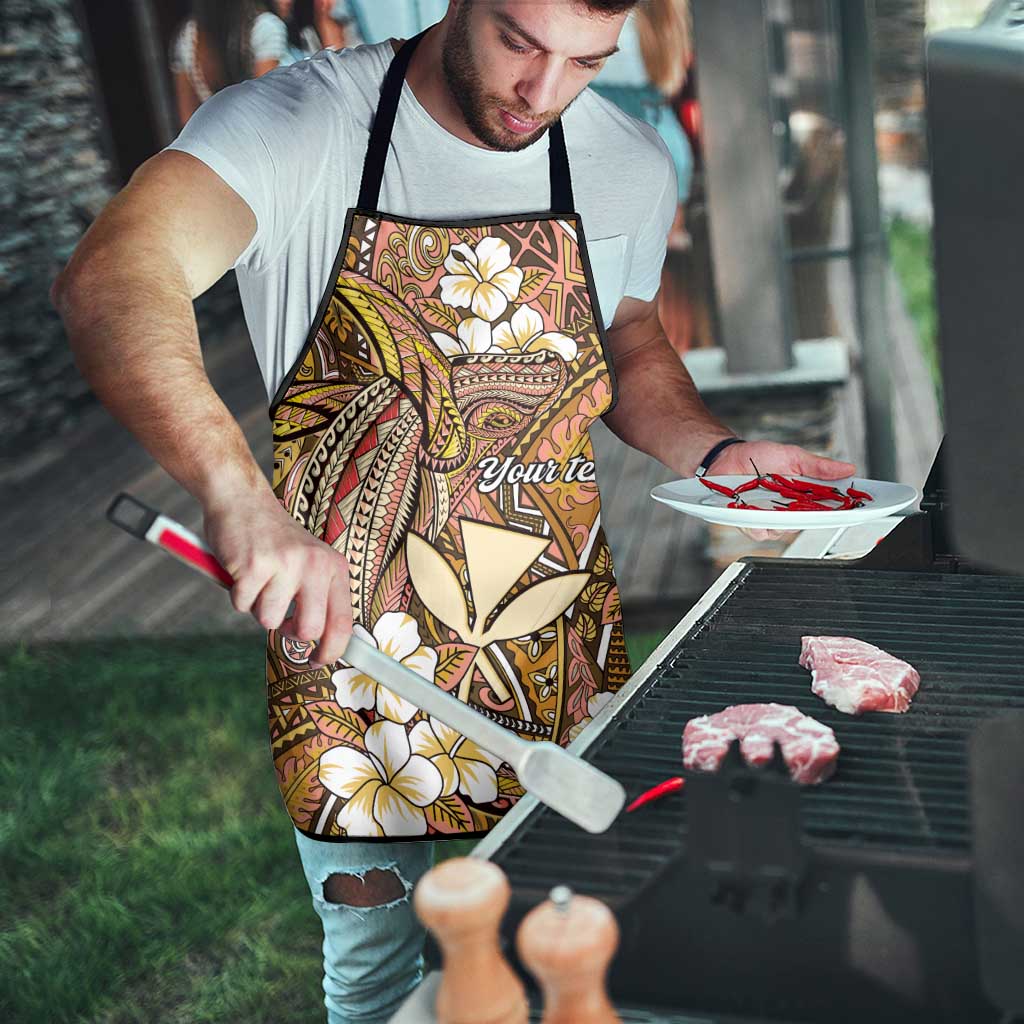 Personalised Hawaii Tribal Humpback Whale Apron Melemele Hibiscus Seamless Pattern LT9 - Polynesian Pride