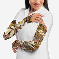 Personalised Hawaii Tribal Humpback Whale Arm Sleeves Melemele Hibiscus Seamless Pattern LT9 - Polynesian Pride