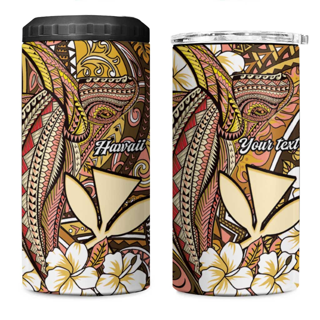 Personalised Hawaii Tribal Humpback Whale 4 in 1 Can Cooler Tumbler Melemele Hibiscus Seamless Pattern LT9 One Size: 16 oz Gold - Polynesian Pride
