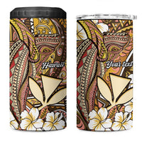 Personalised Hawaii Tribal Humpback Whale 4 in 1 Can Cooler Tumbler Melemele Hibiscus Seamless Pattern LT9 One Size: 16 oz Gold - Polynesian Pride