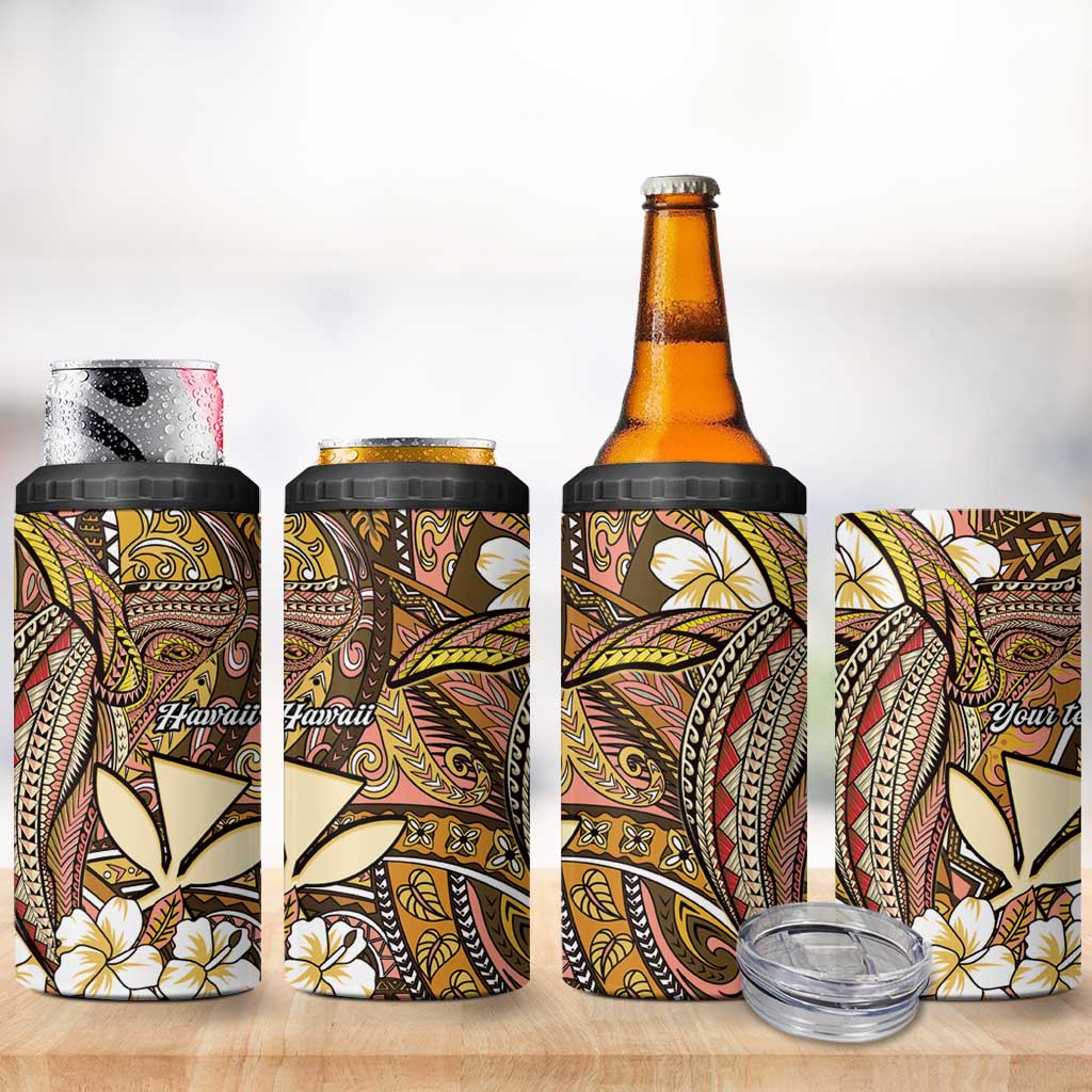 Personalised Hawaii Tribal Humpback Whale 4 in 1 Can Cooler Tumbler Melemele Hibiscus Seamless Pattern LT9 - Polynesian Pride