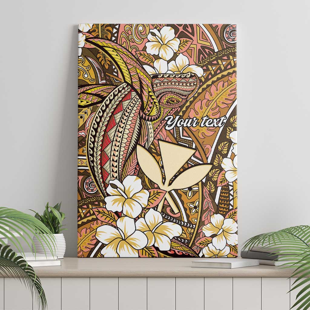 Personalised Hawaii Tribal Humpback Whale Canvas Wall Art Melemele Hibiscus Seamless Pattern LT9 - Polynesian Pride