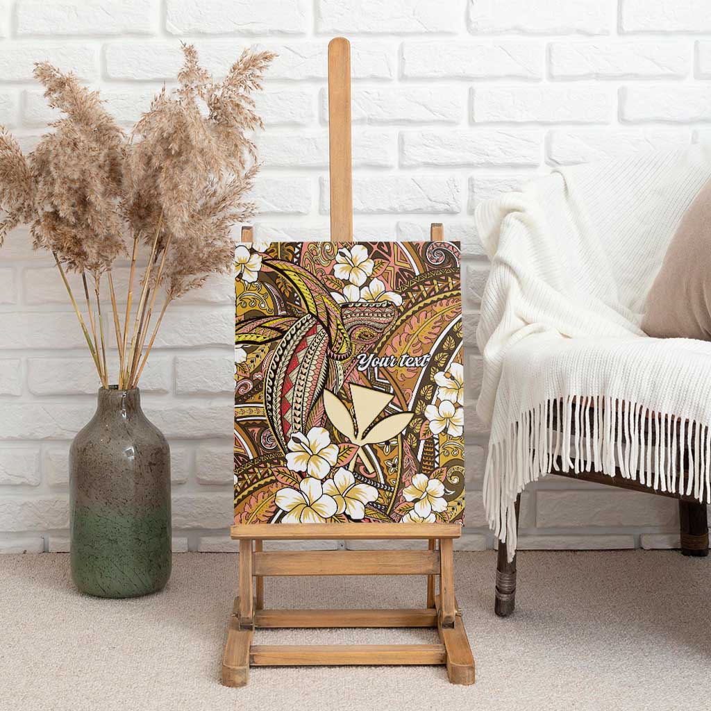 Personalised Hawaii Tribal Humpback Whale Canvas Wall Art Melemele Hibiscus Seamless Pattern LT9 - Polynesian Pride